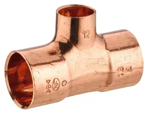 2 tés à souder réduits pour tube cuivre Ø 14 et 18 mm avec embout F