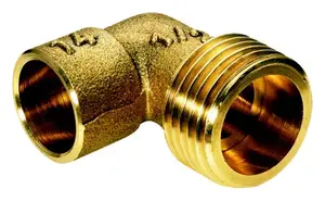 2 coudes fer cuivre embouts M 15x21 mm pour tube cuivre Ø 14 mm