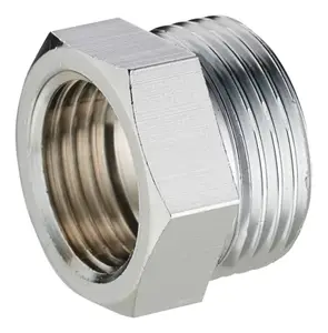 Tube et raccord en laiton chromé type mamelon à visser mâle 15x21 mm femelle 12x17 mm