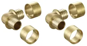 2 coudes à glissement en laiton pour tube PER - Ø 20 mm