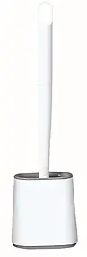 Brosse WC en silicone haute résistance et pot, carré et blanc, MTK