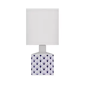 Lampe à poser en céramique fleurs bleues marine Ø.14 x H.29cm E14 40W Lussiol, Gisèle
