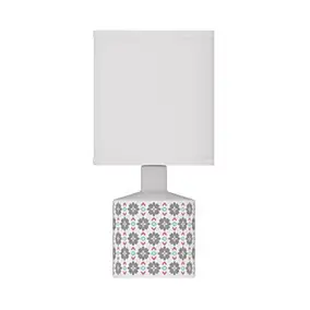 Lampe à poser en céramique fleurs grises Ø.14 x H.29cm E14 40W Lussiol, Gisèle