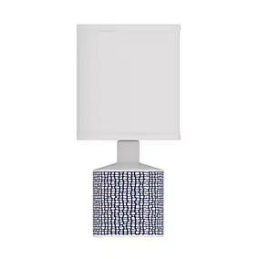 Lampe à poser en céramique tissé bleu Ø.14 x H.29cm E14 40W Lussiol, Gisèle