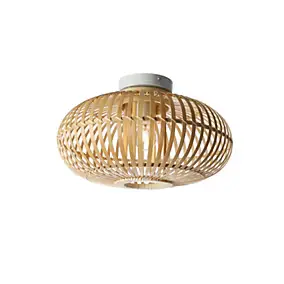 Plafonnier rond Manille en bambou beige E27 ⌀.38 x H.23 cm Lussiol