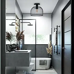Plafonnier Clark métal noir IP54 E27 40W Ø.25cm Lussiol
