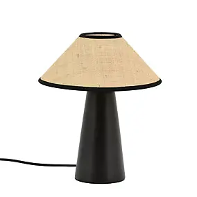 Lampe à poser champignon Lagoa en céramique noir et tissu beige IP20 H.30 cm Seynave