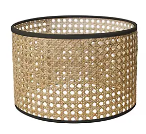 Abat-jour cylindre cannage en rotin et tissu Ø20cm Seynave