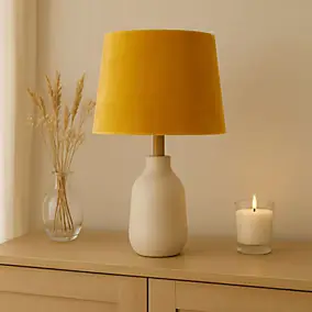 Abat-jour conique en velours jaune Ø37cm Seynave