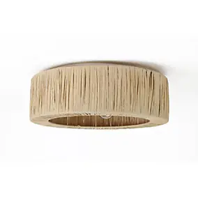 Plafonnier Gareth en raphia beige Ø40cm IP20 E27 40W Seynave