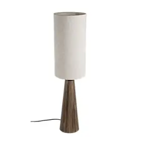 Lampe à poser en bois et lin H.70cm E27 40W Seynave, Sanchez