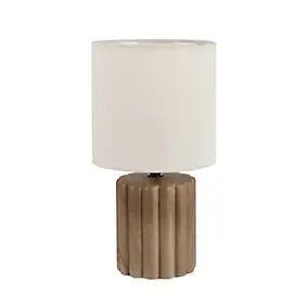 Lampe à poser en céramique effet bois et lin H.28,5cm E27 40W Seynave, Chani