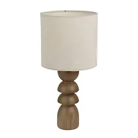 Lampe à poser en céramique effet bois et lin H.32cm E27 40W Seynave, Kamil