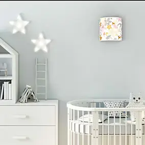 Applique murale enfant rose, gris tissu fleuri E14 IP20 H.22cm Seynave