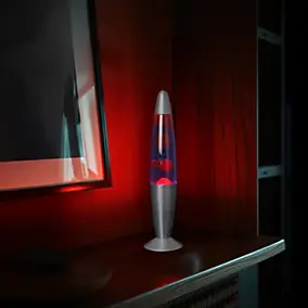 Lampe à poser lave rouge métal chromé H.36cm 30W Seynave