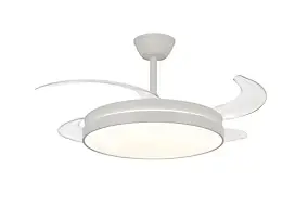 Ventilateur de plafond silencieux avec éclairage LED blanc, pales rétractables, Ø.48 cm Seynave Paquito - Télécommande incluse