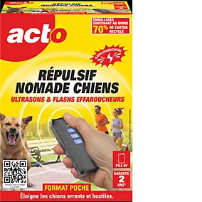Répulsif portatif chiens Acto ultrasons et flash effaroucheurs