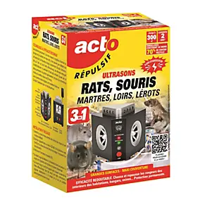 Ultrasons répulsifs rats et souris Acto 300m²