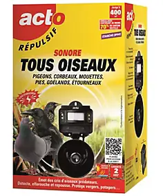Répulsif sonore solaire tous oiseaux Acto