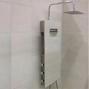 Colonne de douche thermostatique hydromassante mini prête à carreler, en aluminium anodisé, Valentin Batidouche
