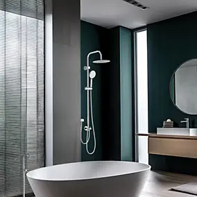 Colonne de douche classique à raccorder sur robinetterie avec pomme de tête, douchette et flexible, chrome Valentin Classic
