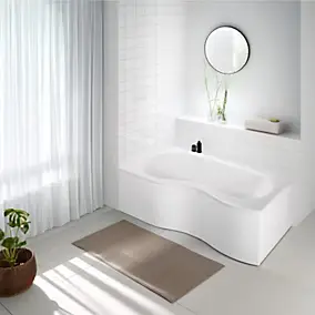 Baignoire asymétrique d'angle gauche Folk 180 x 90 cm sans tablier Valentin