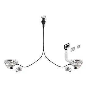 Bonde d'évier 2 cuves Ø90mm commande automatique - Valentin