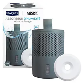 Absorbeur d'humidité compact 25m² + 1 tablette 500g Starwax