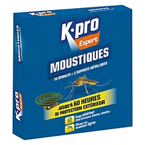 Lot 10 spirales + 1 supports métalliques anti-moustiques Kapo expert
