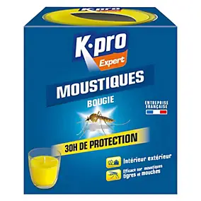 Bougie anti-moustique insecticide intérieur extérieur parfum citronnelle Kapo Expert 30h de protection