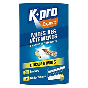 Lot 2 bandes pré-découpées anti mites des vêtements Kapo Export efficace 6 mois