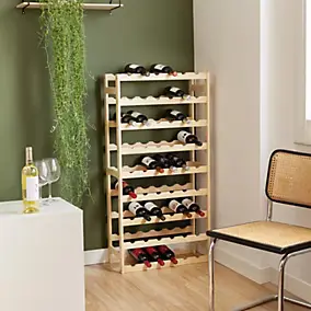 Range bouteilles en pin massif 54 compartiments