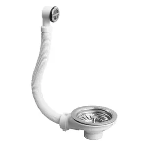 Bonde pour évier 1 bac et trop-plein Ø 90 mm (synthèse, inox ou grès)