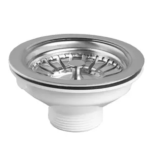 Bonde pour évier 1 bac Ø 90 mm (synthèse, inox ou grès)