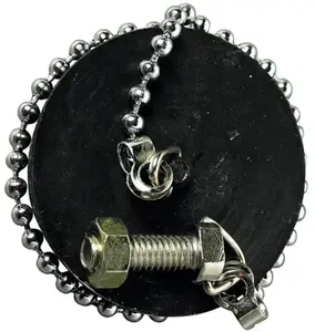 Bouchon pour évier grès Ø 47 mm et enjoliveur noir chainette 250 mm