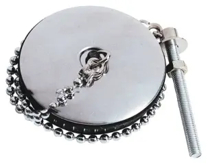 Bouchon pour évier grès Ø 52 mm et enjoliveur inox chainette 300 mm