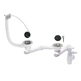 Kit pour évier avec siphon réglable blanc 60mm, bouchon et trop-plein Wirquin
