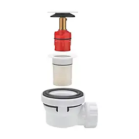 Ensemble bonde et siphon de lavabo blanc chromé Quick-Clac Wirquin Nano 6.7 Sortie Ø32 mm - complet