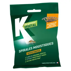 K VEGETAL Spirale anti moustiques et support métallique 1 pièce