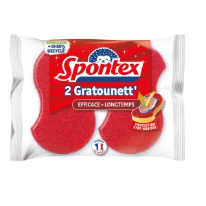 SPONTEX Éponges gratounett' structure renforcée 2 éponges