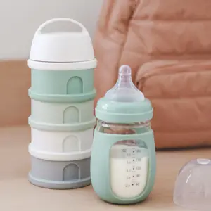 Boîte doseuse de lait empilable cotton white-sage green