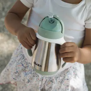 Tasse à paille en inox vert sauge (250 ml)