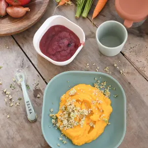 Coffret repas silicone Vert sauge et Vert de gris (4 pièces)