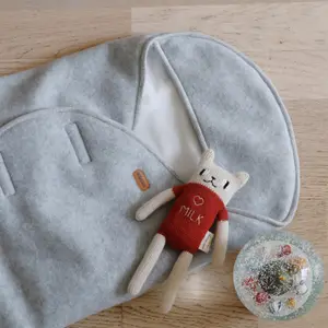 Couverture Babynomade double polaire gris chiné et blanc (0-6 mois)