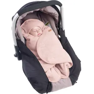 Couverture Babynomade double polaire rose poudré et blanc (0-6 mois)