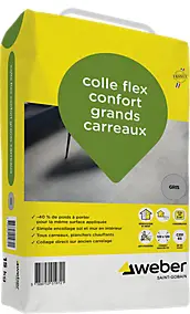 Colle flex confort grands carreaux gris Weber 15kg