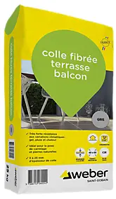 Colle fibrée terrasse balcon gris Weber 25kg