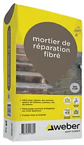 Mortier de réparation fibré gris clair Weber 25kg