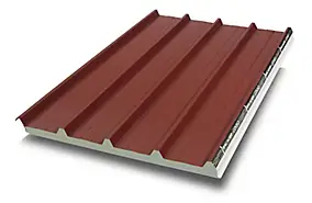 Plaque acier sandwich rouge 8012, 300 x 100 cm (vendue à la plaque)