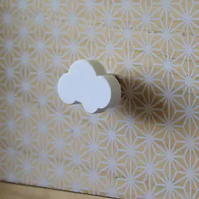Lot 4 boutons de meuble enfant nuage blanc Chrisligne L.46 x l. 30 mm